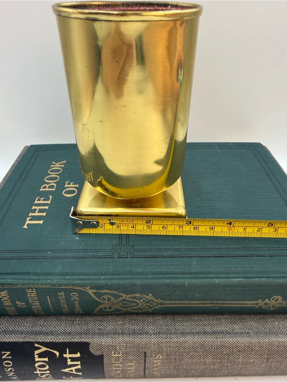 Vintage Brass Plated Eye Glass or Pen Holder / Faux Flower Vase